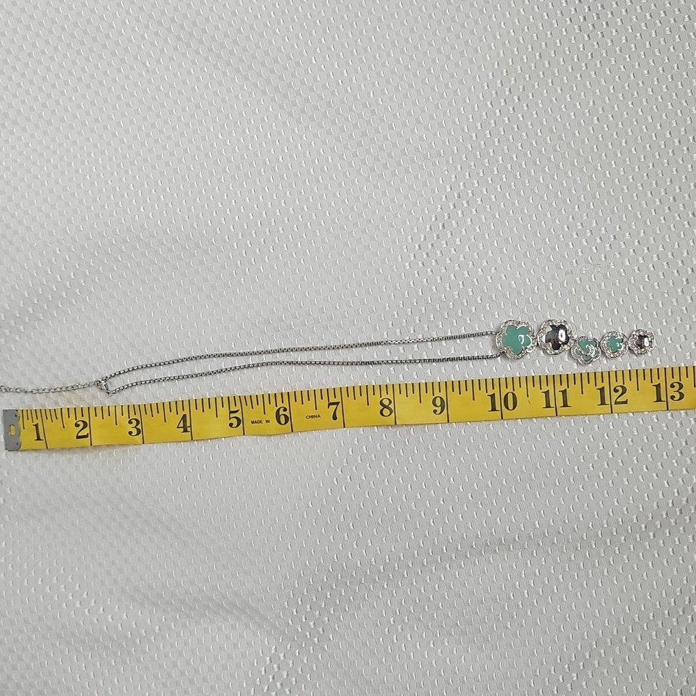 Modern Silver and Green Geometric Necklace - Picture 8 of 8